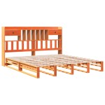 vidaXL Pat cu bibliotecă fără saltea maro 180x200 cm lemn masiv de pin