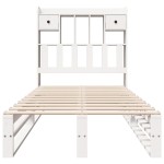 vidaXL Pat cu bibliotecă fără saltea, alb, 75x190 cm, lemn masiv pin
