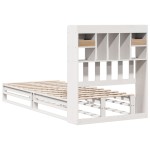 vidaXL Pat cu bibliotecă fără saltea, alb, 75x190 cm, lemn masiv pin