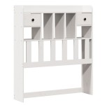 vidaXL Pat cu bibliotecă fără saltea, alb, 75x190 cm, lemn masiv pin