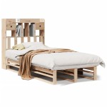 vidaXL Pat cu bibliotecă fără saltea, 90x190 cm, lemn masiv de pin vidaXL Pat cu bibliotecă fără saltea, 90x190 cm, lemn masiv de pin