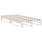 vidaXL Pat cu bibliotecă fără saltea, alb, 90x190 cm, lemn masiv pin