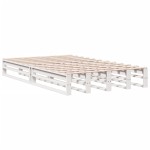 vidaXL Pat cu bibliotecă fără saltea, alb, 135x190 cm, lemn masiv pin vidaXL Pat cu bibliotecă fără saltea, alb, 135x190 cm, lemn masiv pin