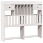 vidaXL Pat cu bibliotecă fără saltea, alb, 135x190 cm, lemn masiv pin vidaXL Pat cu bibliotecă fără saltea, alb, 135x190 cm, lemn masiv pin
