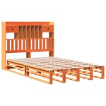 vidaXL Pat cu bibliotecă fără saltea maro 135x190 cm lemn masiv de pin