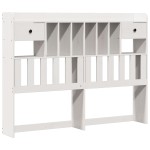 vidaXL Pat cu bibliotecă fără saltea, alb, 140x190 cm, lemn masiv pin