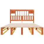 vidaXL Pat cu bibliotecă fără saltea maro 140x190 cm lemn masiv de pin