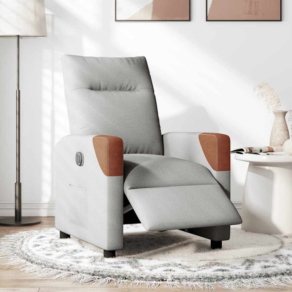 vidaXL Scaun reclinabil electric Cloud Grey Fabric