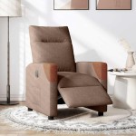 vidaXL Fotoliu rabatabil electric, maro, material textil