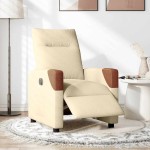 vidaXL Fotoliu rabatabil electric, crem, material textil
