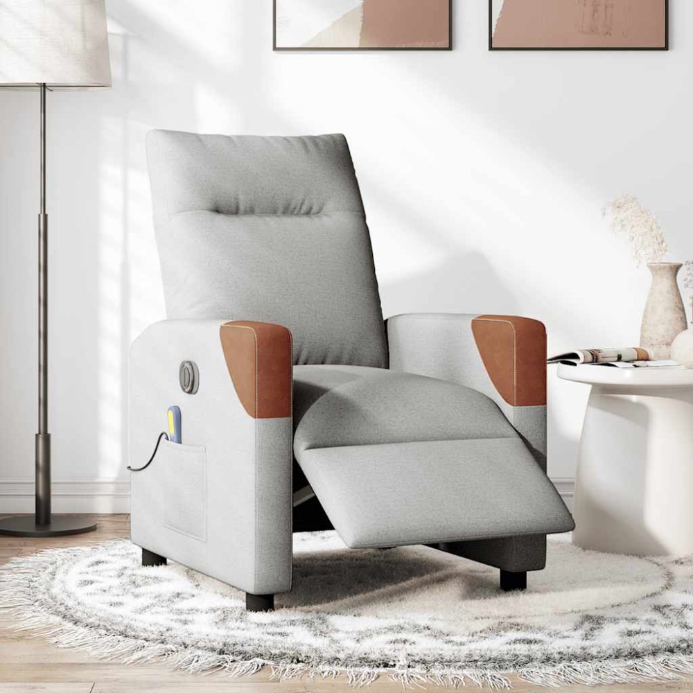vidaXL Scaun reclinabil electric pentru masaj Cloud Grey Fabric