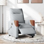 vidaXL Fotoliu electric de masaj rabatabil, gri deschis, microfibră