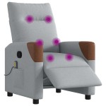 vidaXL Fotoliu electric de masaj rabatabil, gri deschis, microfibră
