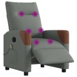 vidaXL Fotoliu electric de masaj rabatabil, gri închis, textil
