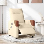 vidaXL Fotoliu electric de masaj rabatabil, crem, textil