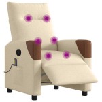vidaXL Fotoliu electric de masaj rabatabil, crem, textil