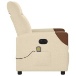 vidaXL Fotoliu electric de masaj rabatabil, crem, textil
