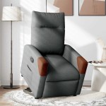vidaXL Fotoliu rabatabil cu ridicare pe verticală, gri închis, textil vidaXL Fotoliu rabatabil cu ridicare pe verticală, gri închis, textil