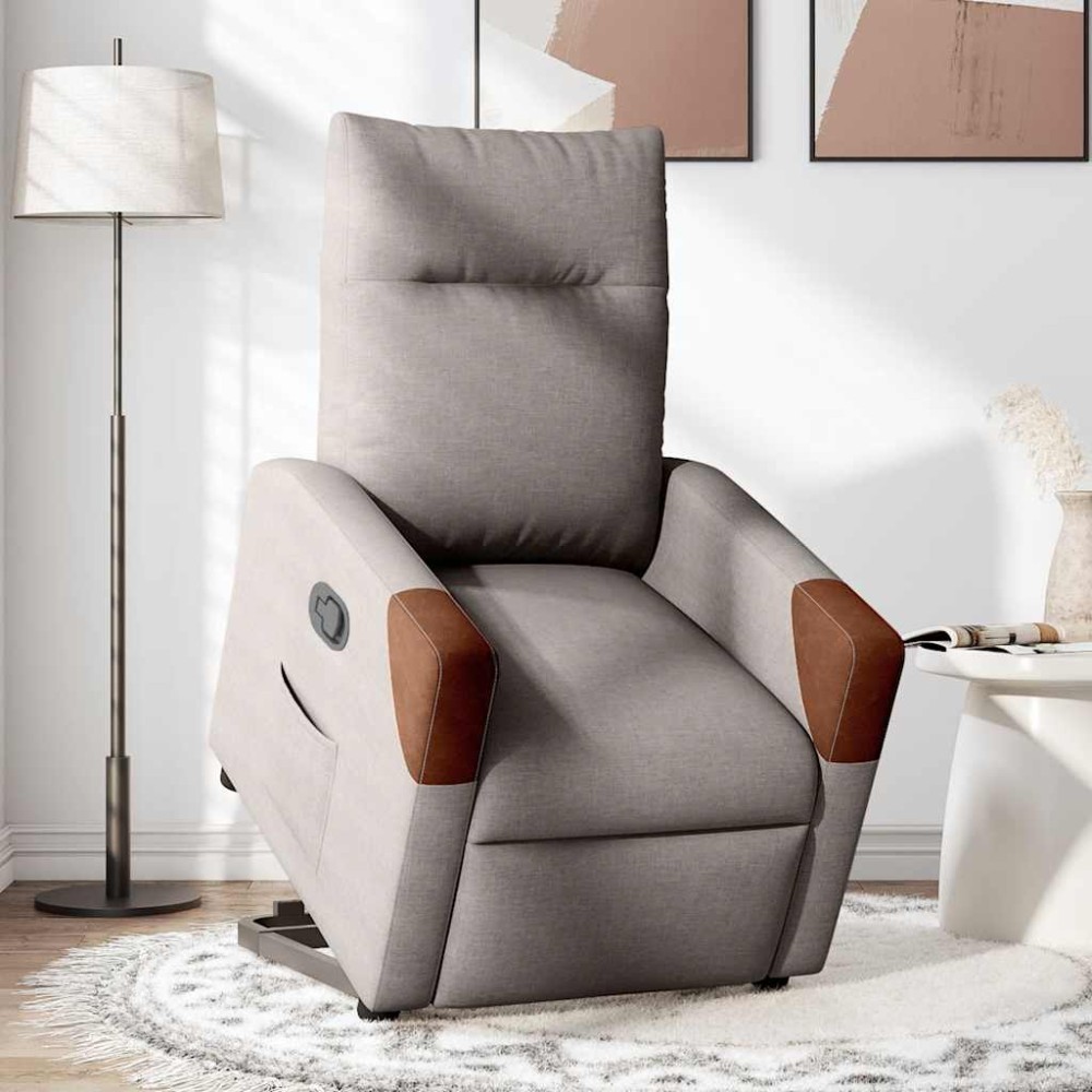vidaXL Fotoliu rabatabil cu ridicare pe verticală, gri taupe, textil
