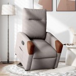 vidaXL Fotoliu rabatabil cu ridicare pe verticală, gri taupe, textil vidaXL Fotoliu rabatabil cu ridicare pe verticală, gri taupe, textil