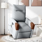 vidaXL Fotoliu de masaj rabatabil cu ridicare, gri deschis, textil vidaXL Fotoliu de masaj rabatabil cu ridicare, gri deschis, textil