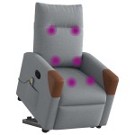 vidaXL Fotoliu de masaj rabatabil cu ridicare, gri deschis, textil vidaXL Fotoliu de masaj rabatabil cu ridicare, gri deschis, textil