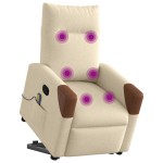 vidaXL Fotoliu masaj rabatabil cu ridicare, crem, material textil