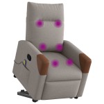 vidaXL Fotoliu rabatabil de masaj cu ridicare, gri taupe, textil