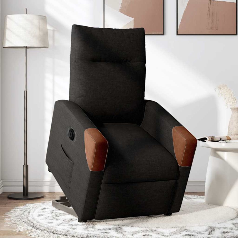 vidaXL Fotoliu electric rabatabil cu ridicare, negru, textil