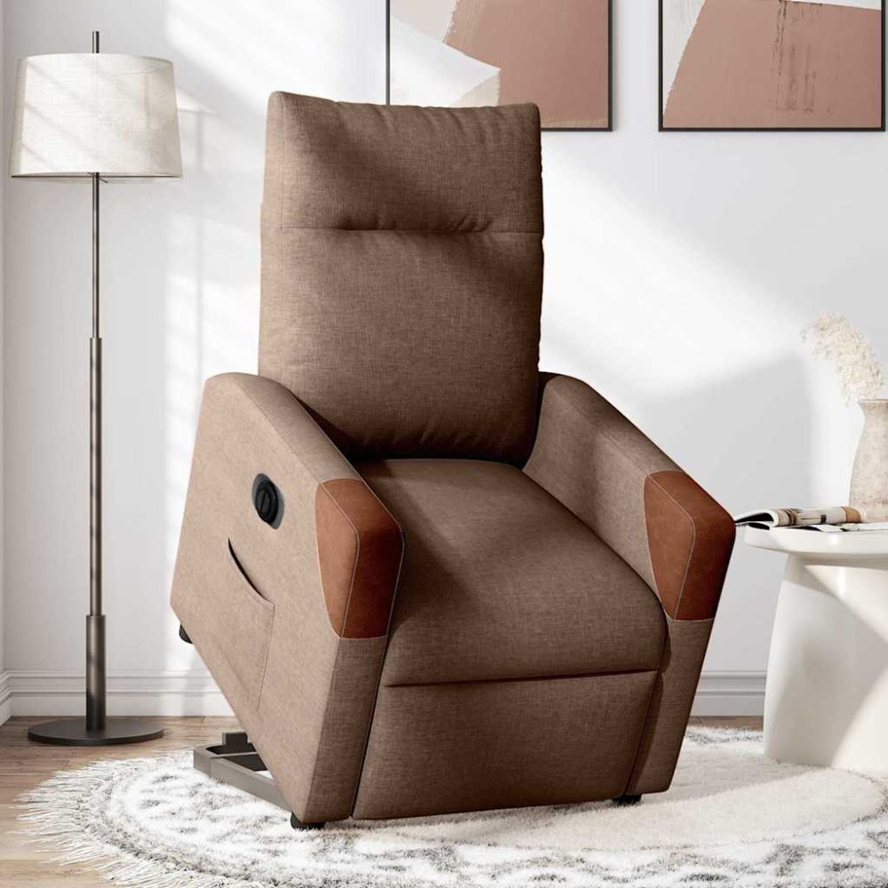 vidaXL Fotoliu electric rabatabil cu ridicare, maro, textil