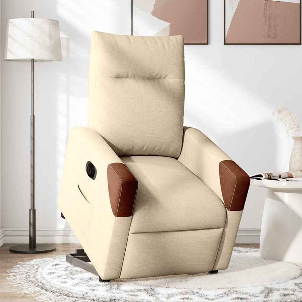 vidaXL Fotoliu electric rabatabil cu ridicare, crem, textil