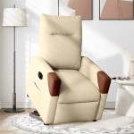 vidaXL Fotoliu electric rabatabil cu ridicare, crem, textil