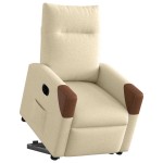 vidaXL Fotoliu electric rabatabil cu ridicare, crem, textil