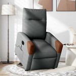 vidaXL Fotoliu electric masaj rabatabil cu ridicare, gri închis textil
