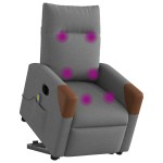vidaXL Fotoliu electric masaj rabatabil cu ridicare, gri închis textil