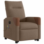 vidaXL Fotoliu electric de masaj rabatabil cu ridicare, maro, textil