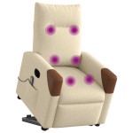 vidaXL Fotoliu electric de masaj rabatabil cu ridicare, crem, textil vidaXL Fotoliu electric de masaj rabatabil cu ridicare, crem, textil