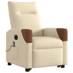 vidaXL Fotoliu electric de masaj rabatabil cu ridicare, crem, textil vidaXL Fotoliu electric de masaj rabatabil cu ridicare, crem, textil