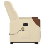 vidaXL Fotoliu electric de masaj rabatabil cu ridicare, crem, textil vidaXL Fotoliu electric de masaj rabatabil cu ridicare, crem, textil