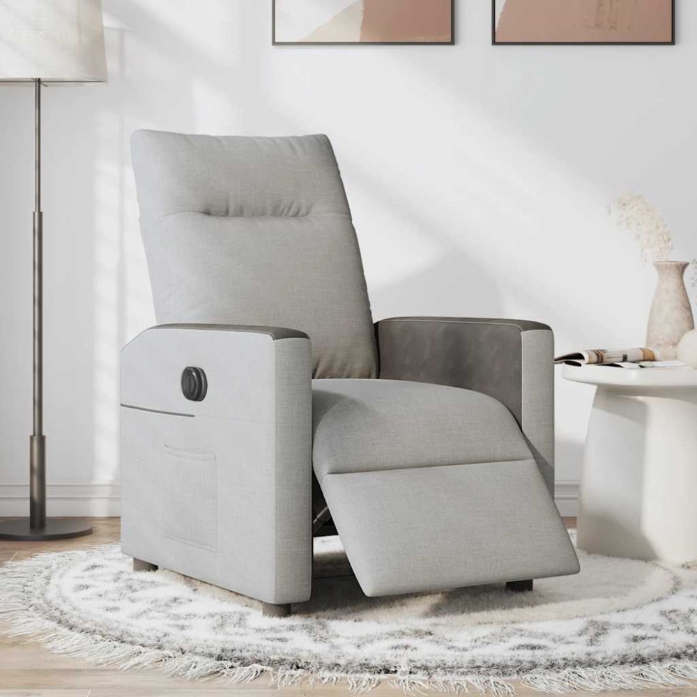 vidaXL Scaun reclinabil electric Cloud Grey Fabric