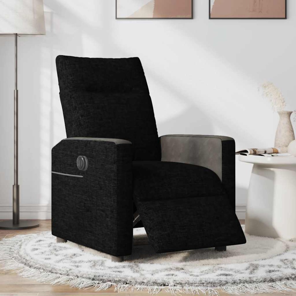 vidaXL Fotoliu rabatabil electric, negru, material textil