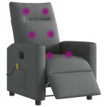 vidaXL Fotoliu electric de masaj rabatabil, gri închis, textil