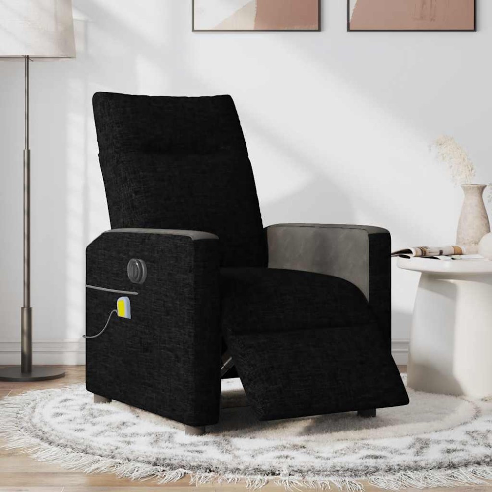vidaXL Fotoliu electric de masaj rabatabil, negru, textil