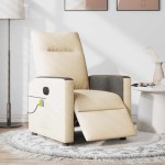 vidaXL Fotoliu electric de masaj rabatabil, crem, textil