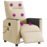vidaXL Fotoliu electric de masaj rabatabil, crem, textil