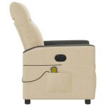 vidaXL Fotoliu electric de masaj rabatabil, crem, textil