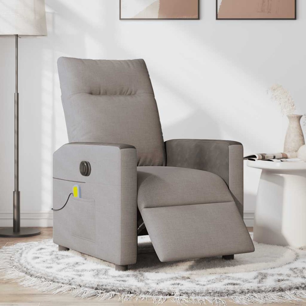 vidaXL Fotoliu electric de masaj rabatabil, gri taupe, textil