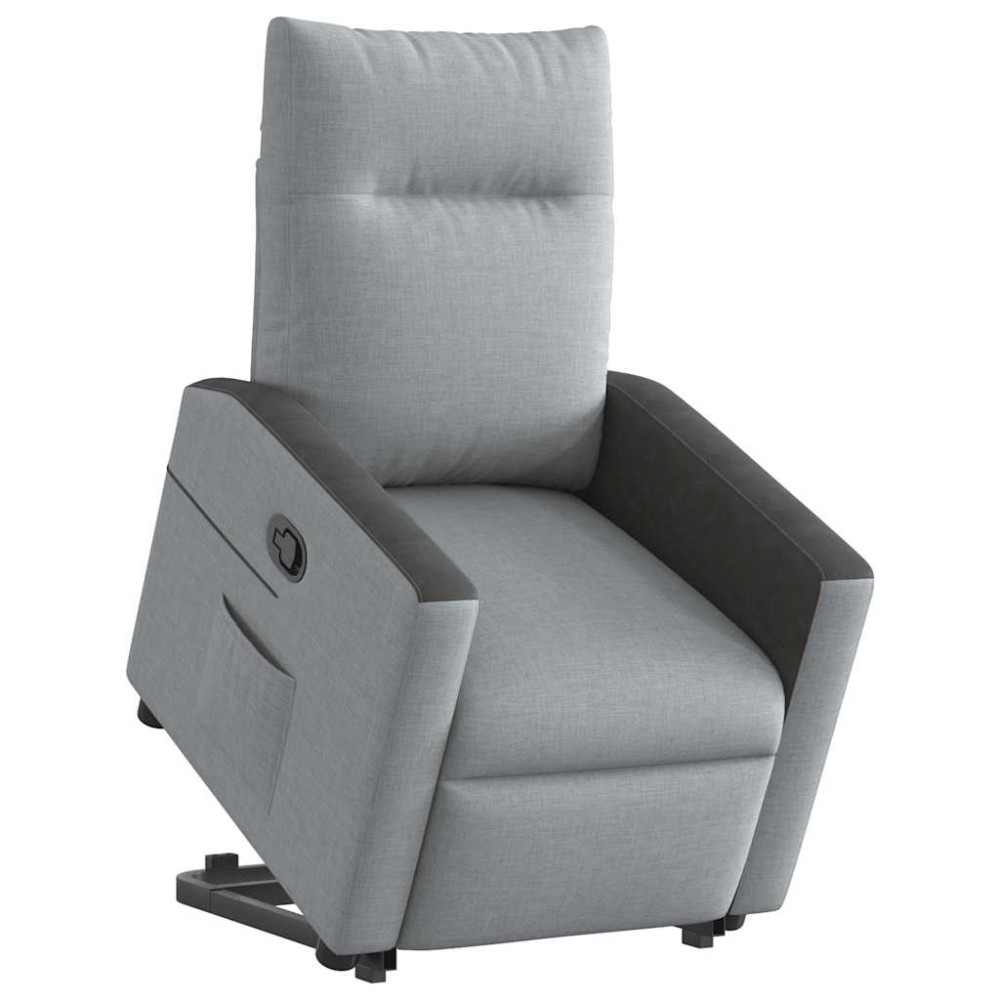 vidaXL Fotoliu rabatabil cu ridicare, gri deschis, material textil