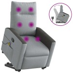 vidaXL Fotoliu de masaj rabatabil cu ridicare, gri deschis, textil vidaXL Fotoliu de masaj rabatabil cu ridicare, gri deschis, textil