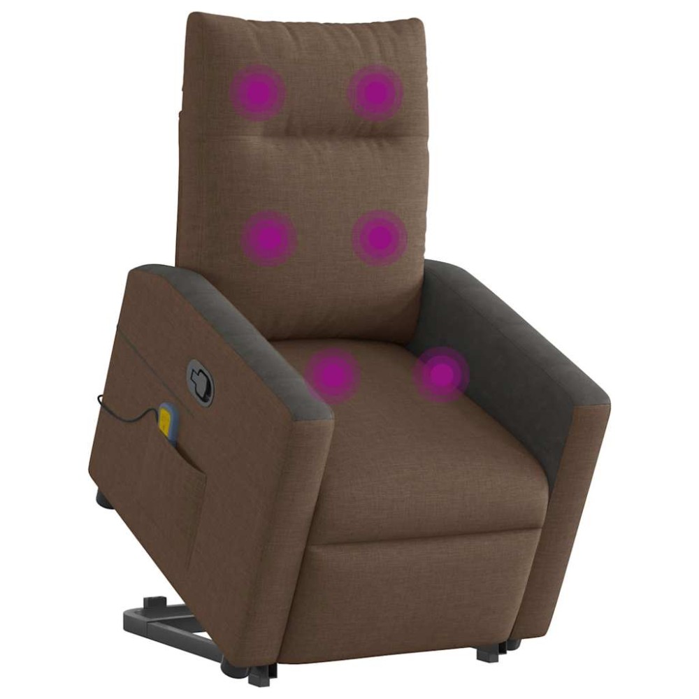 vidaXL Fotoliu de masaj rabatabil cu ridicare, maro, textil